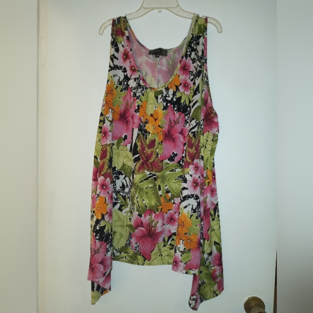 Slinky Floral Print Blouse 2x